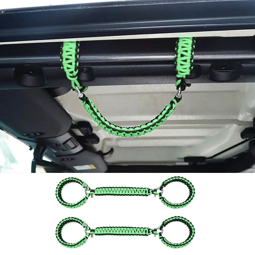 For 2007-2023 Jeep Wrangler JK JKU JL JLU JT Roll Bar Grab Handles Paracord Grip Handle – For Bare Roll Bar Only (Not for Roll Bar Covers)