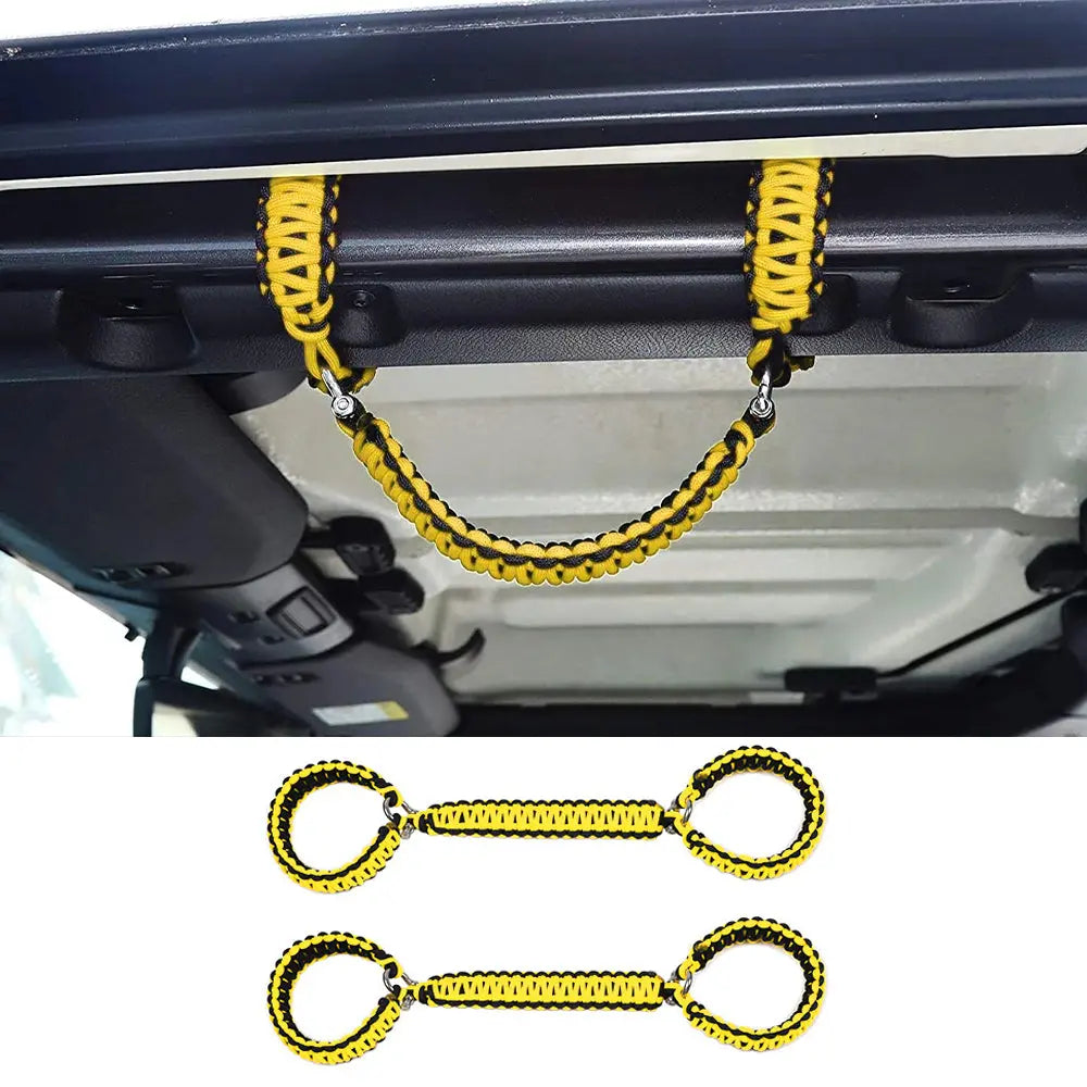 For 2007-2023 Jeep Wrangler JK JKU JL JLU JT Roll Bar Grab Handles Paracord Grip Handle – For Bare Roll Bar Only (Not for Roll Bar Covers)