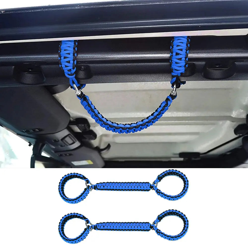 For 2007-2023 Jeep Wrangler JK JKU JL JLU JT Roll Bar Grab Handles Paracord Grip Handle – For Bare Roll Bar Only (Not for Roll Bar Covers)
