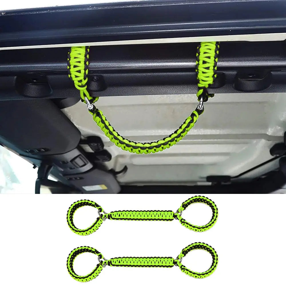 For 2007-2023 Jeep Wrangler JK JKU JL JLU JT Roll Bar Grab Handles Paracord Grip Handle – For Bare Roll Bar Only (Not for Roll Bar Covers)