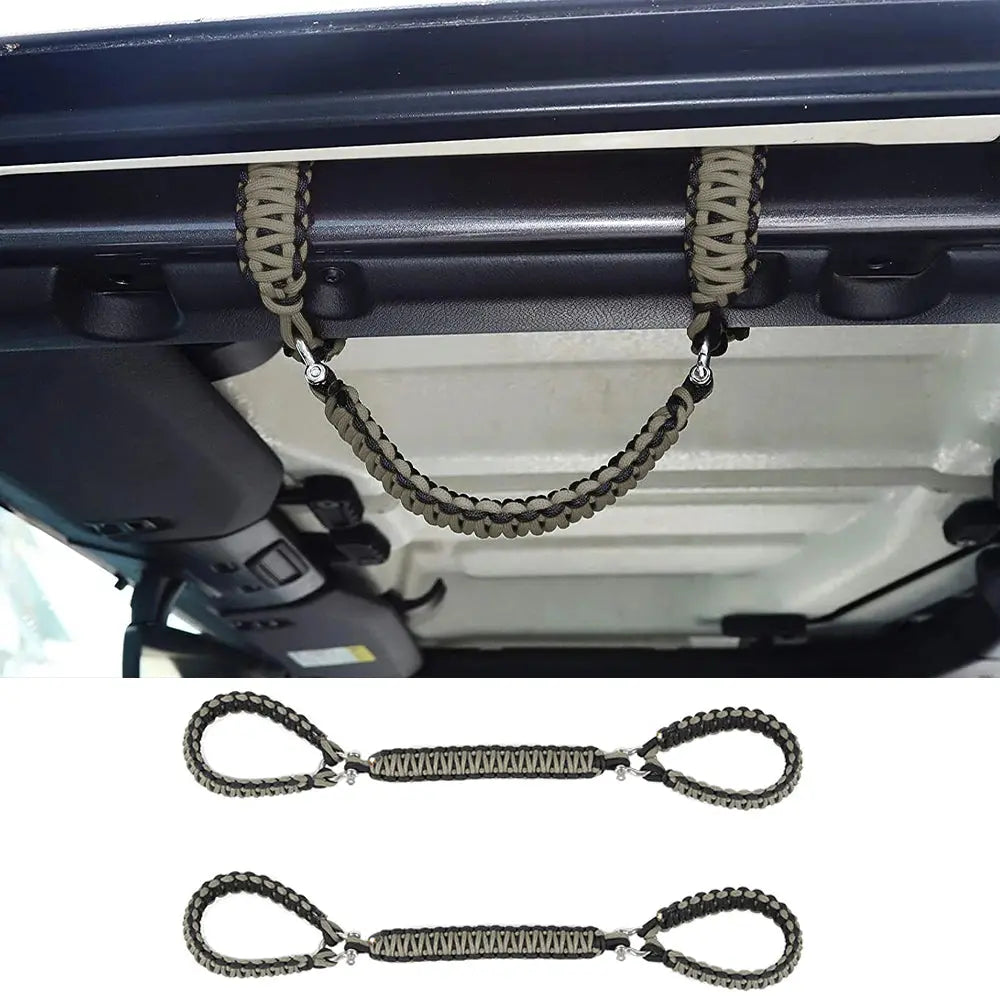 For 2007-2023 Jeep Wrangler JK JKU JL JLU JT Roll Bar Grab Handles Paracord Grip Handle – For Bare Roll Bar Only (Not for Roll Bar Covers)