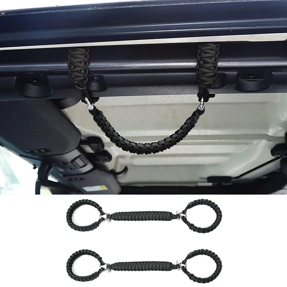 For 2007-2023 Jeep Wrangler JK JKU JL JLU JT Roll Bar Grab Handles Paracord Grip Handle – For Bare Roll Bar Only (Not for Roll Bar Covers)