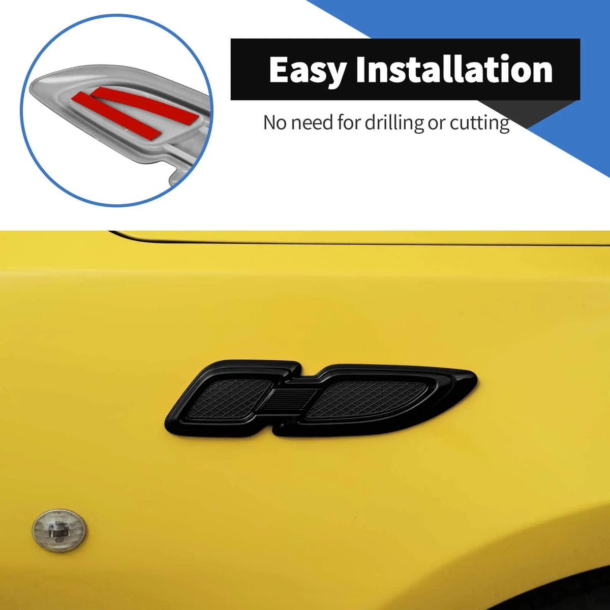 For 2007+ Jeep Wrangler JK JKU JL JLU JT & Renegade Front Hood Air Vent Outlet Fender Trim Cover
