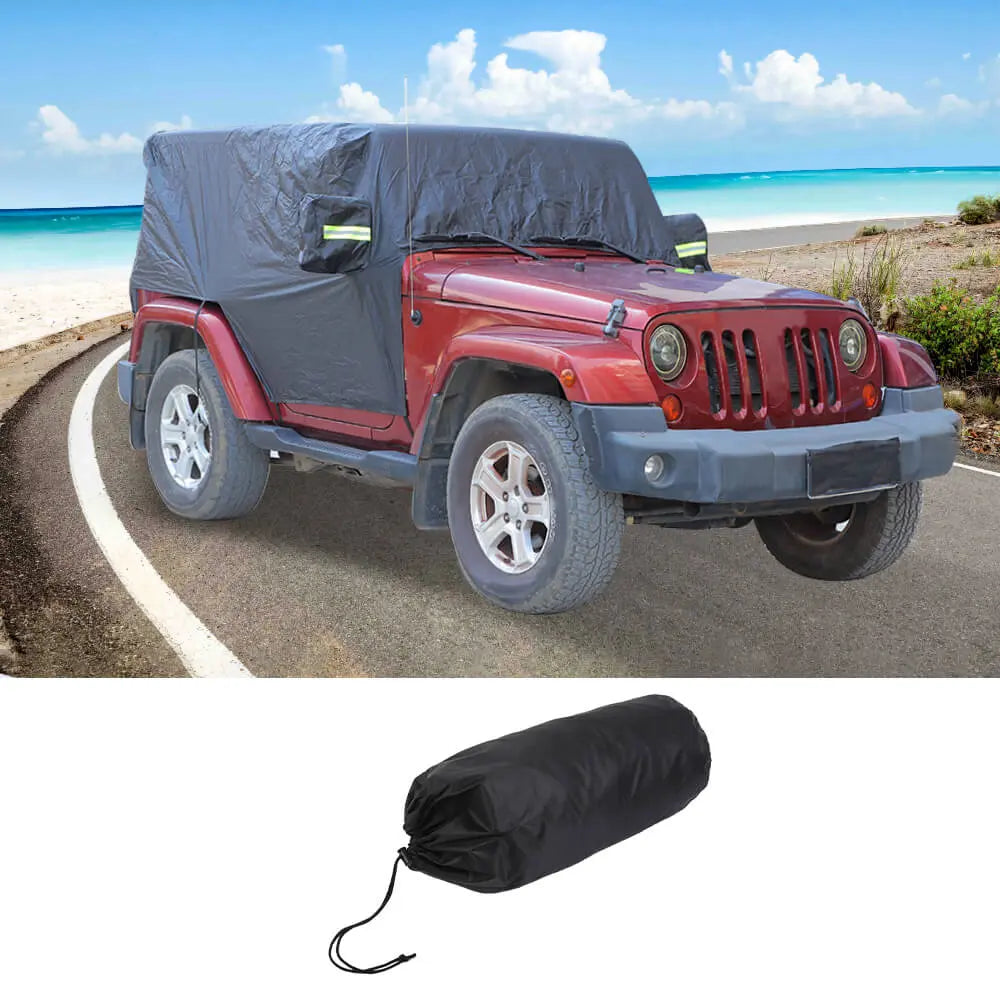 For 2007+ Jeep Wrangler JK JL 2Door Car Cover Waterproof Black Dust UV Protection