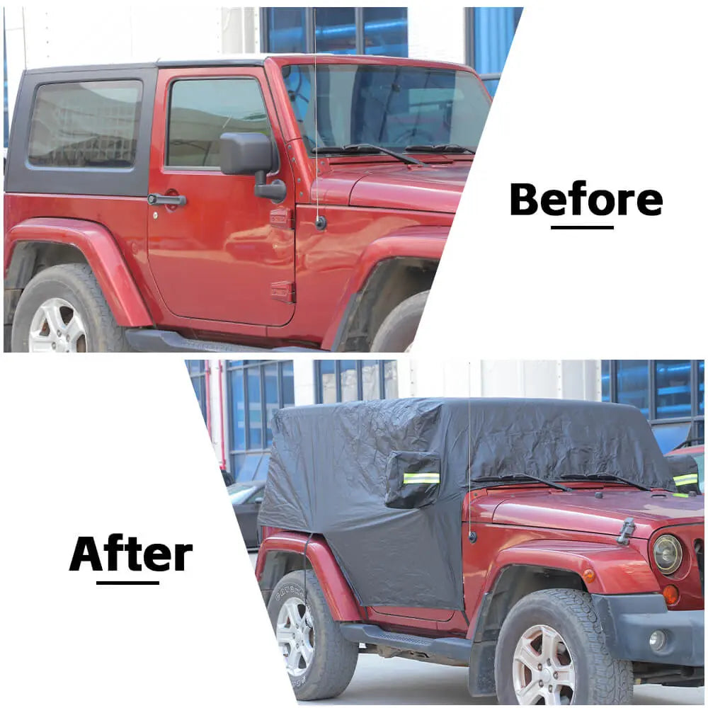 For 2007+ Jeep Wrangler JK JL 2Door Car Cover Waterproof Black Dust UV Protection