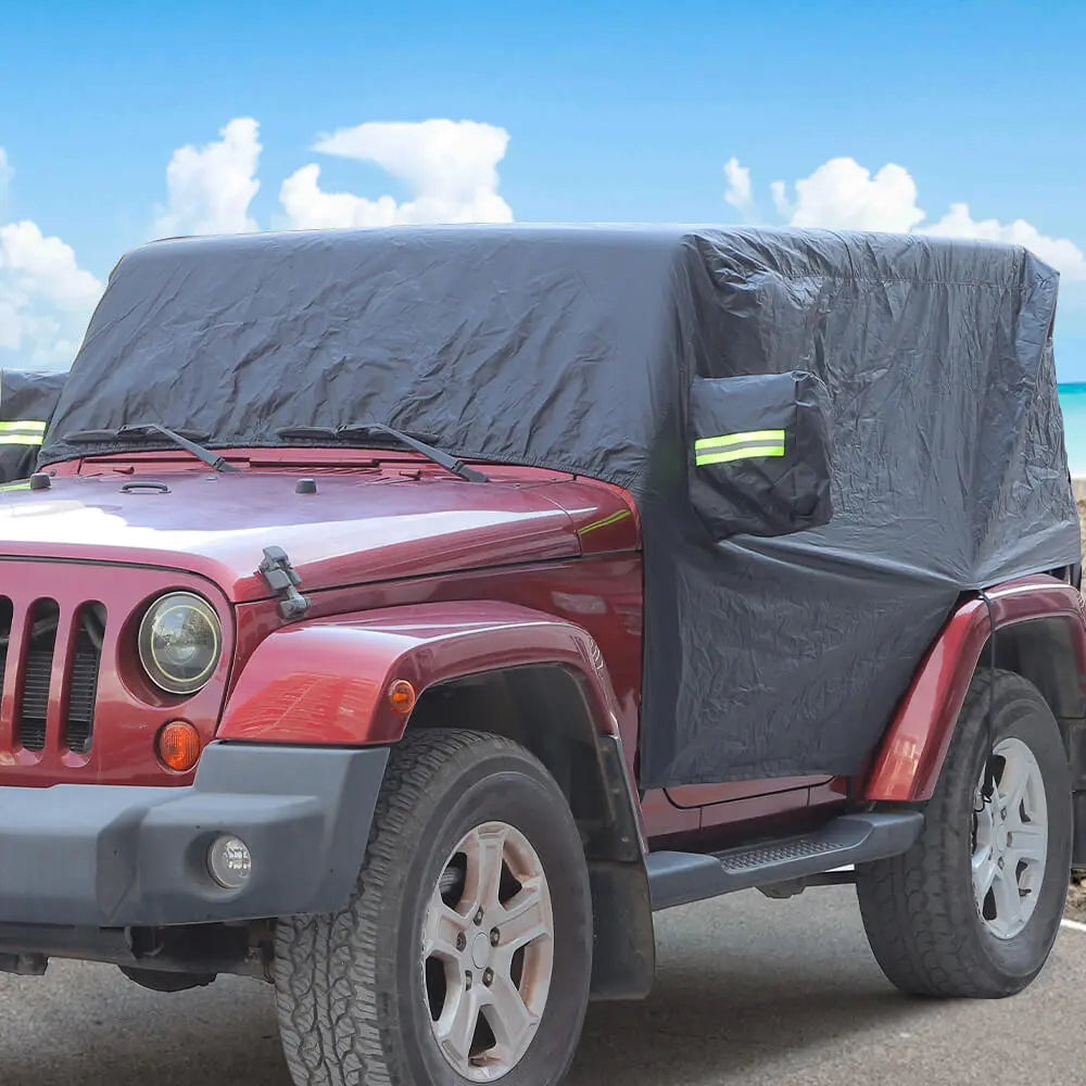 For 2007+ Jeep Wrangler JK JL 2Door Car Cover Waterproof Black Dust UV Protection