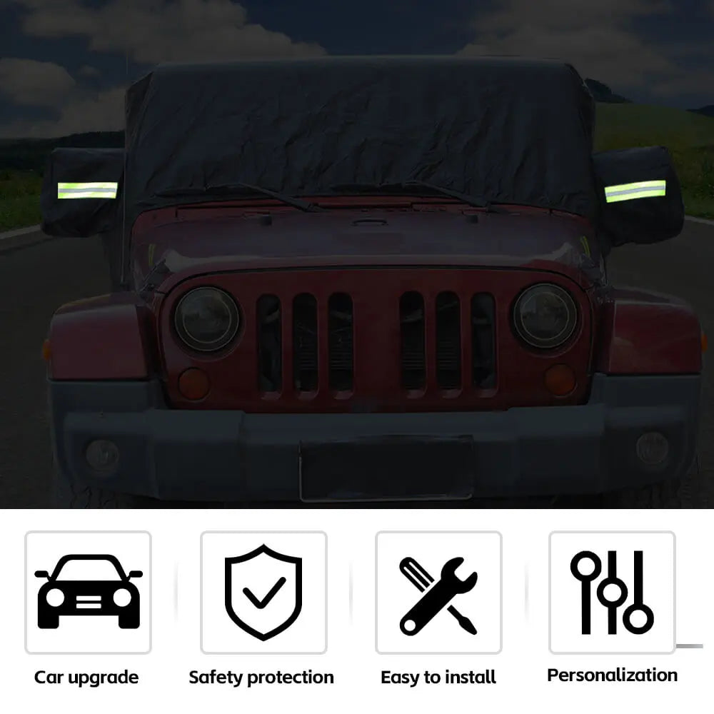 For 2007+ Jeep Wrangler JK JL 2Door Car Cover Waterproof Black Dust UV Protection