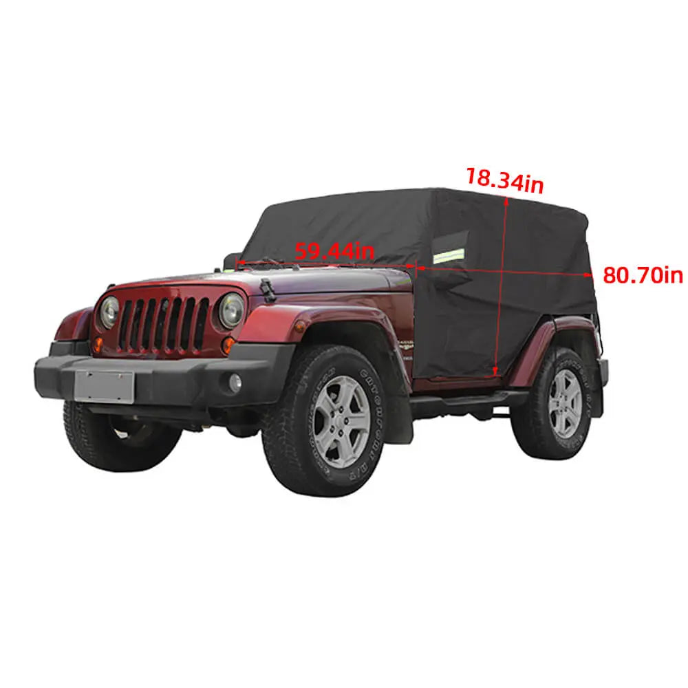 For 2007+ Jeep Wrangler JK JL 2Door Car Cover Waterproof Black Dust UV Protection