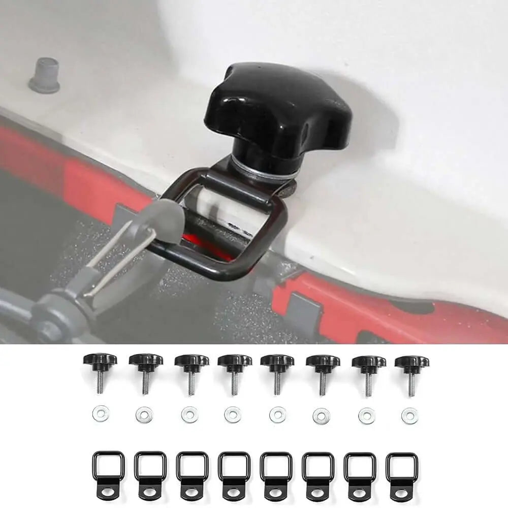 For 2007+ Jeep Wrangler JK JL 2Door Hardtop Removal Bolts Thumb Screws & D Ring Tie Down Anchors