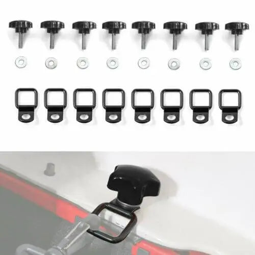 For 2007+ Jeep Wrangler JK JL 2Door Hardtop Removal Bolts Thumb Screws & D Ring Tie Down Anchors