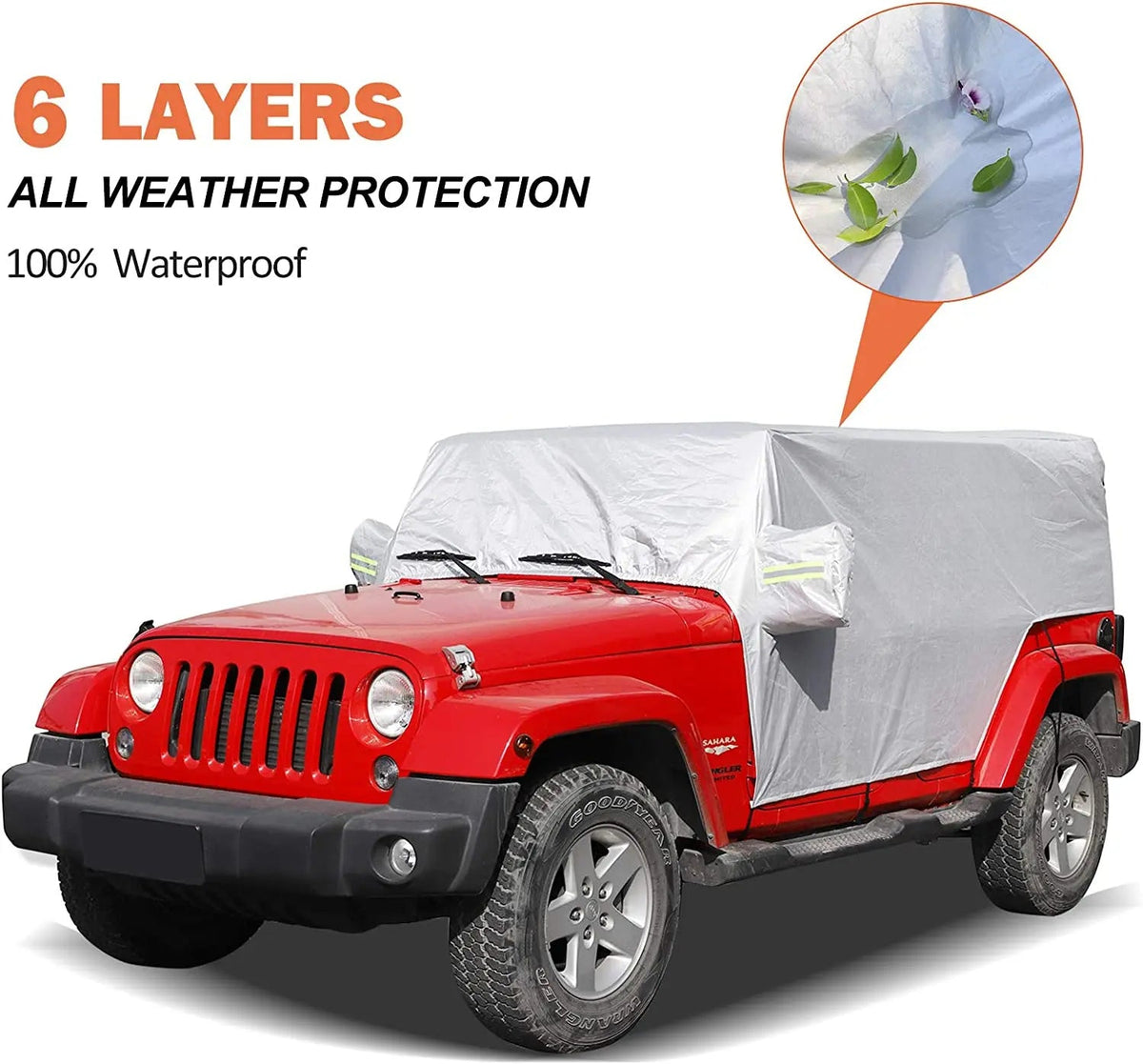 For 2007+ Jeep Wrangler JK JL 4 Door All-Weather Car Cover – Waterproof, Windproof, UV-Resistant, Scratch & Dust Protection