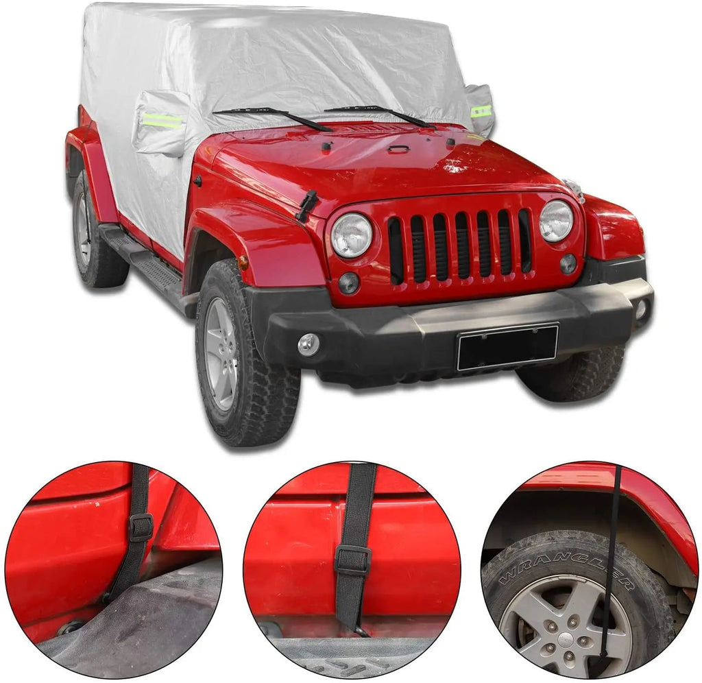 For 2007+ Jeep Wrangler JK JL 4 Door All-Weather Car Cover – Waterproof, Windproof, UV-Resistant, Scratch & Dust Protection