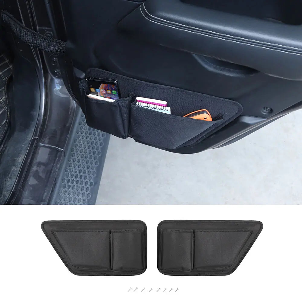 For 2007+ Jeep Wrangler JK JL JT Front Door Net Replacement Storage Bag Door Map Pockets Organizer