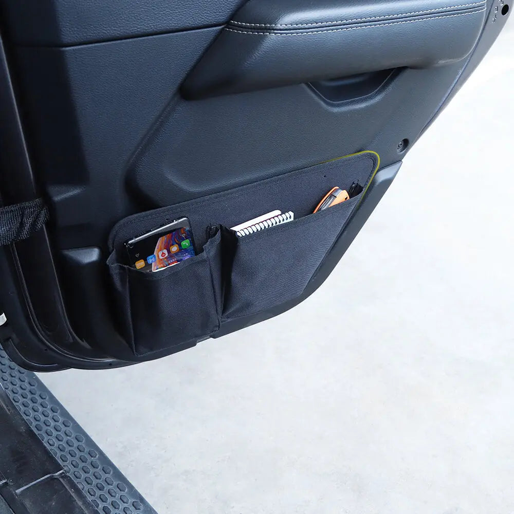 For 2007+ Jeep Wrangler JK JL JT Front Door Net Replacement Storage Bag Door Map Pockets Organizer