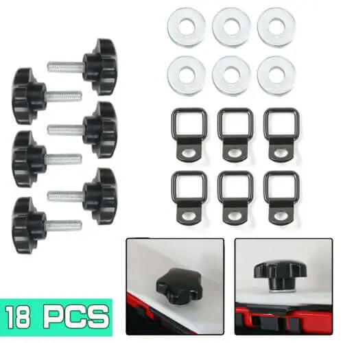 For 2007+ Jeep Wrangler JK JL TJ 4 door Hardtop Thumb Screws Quick Removal Hardtop Bolts with 6 Tie Down Anchors