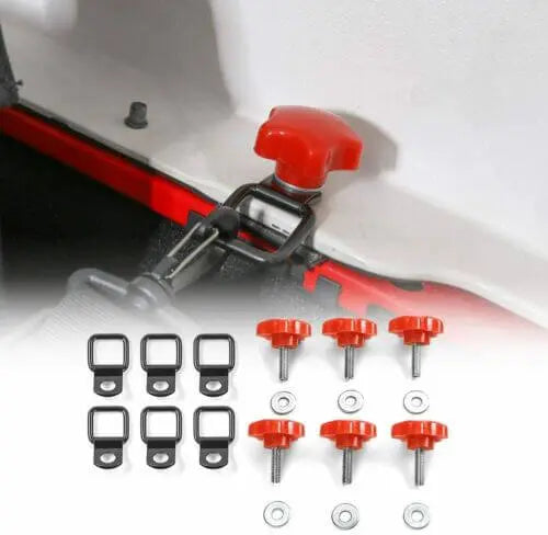For 2007+ Jeep Wrangler JK JL TJ 4 door Hardtop Thumb Screws Quick Removal Hardtop Bolts with 6 Tie Down Anchors