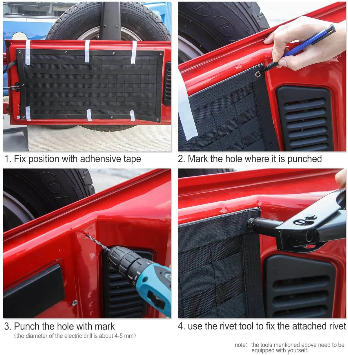 For 2007+ Jeep Wrangler JK JL Tailgate Bag Case Cover Storage Pockets Tool Kit Organizer