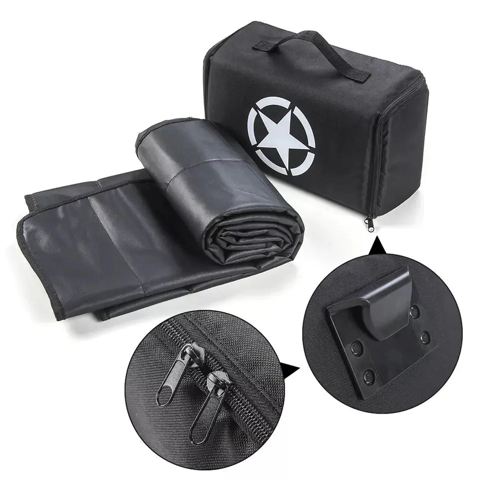 For 2007+ Jeep Wrangler JK JL Tailgate Bag Case Cover Storage Pockets Tool Kit Organizer