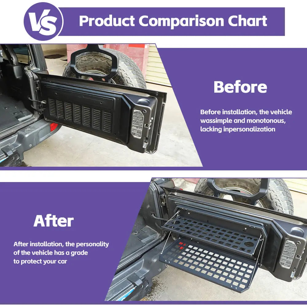 For 2007+ Jeep Wrangler JK JL Trunk Foldable Rear Door Tailgate Table Storage Cargo Shelf