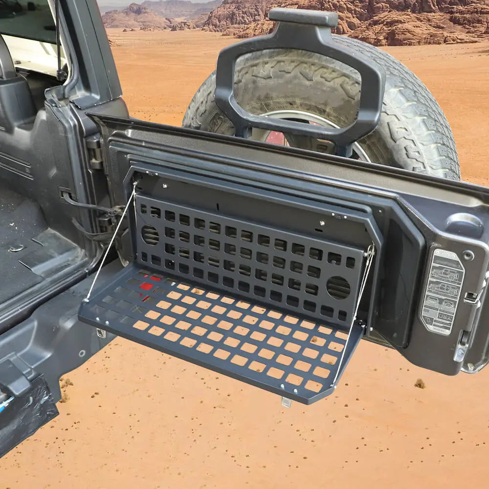 For 2007+ Jeep Wrangler JK JL Trunk Foldable Rear Door Tailgate Table Storage Cargo Shelf