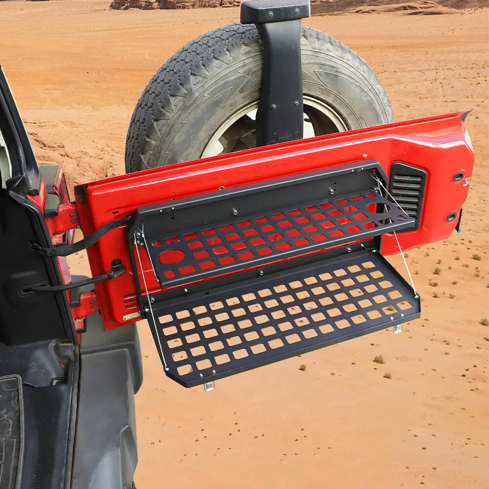 For 2007+ Jeep Wrangler JK JL Trunk Foldable Rear Door Tailgate Table Storage Cargo Shelf