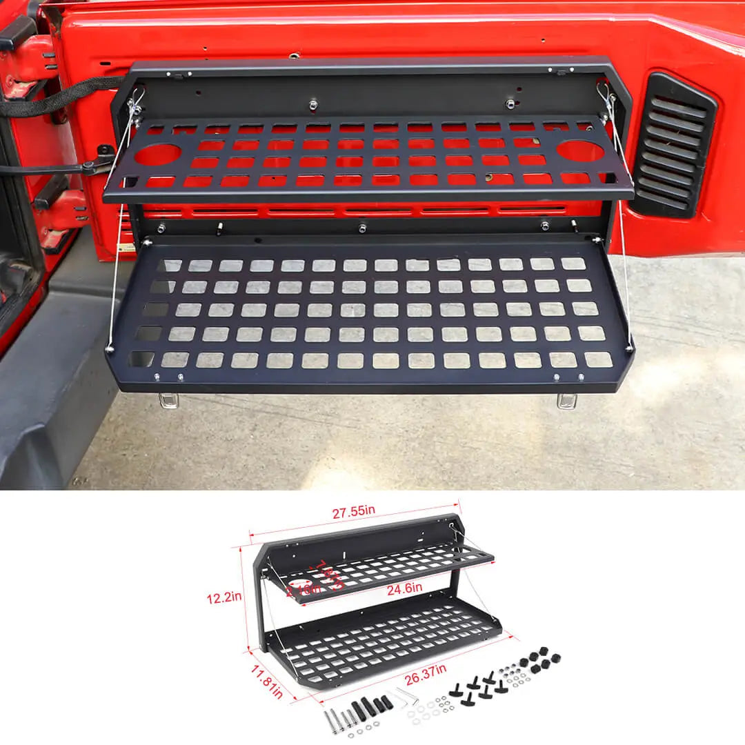 For 2007+ Jeep Wrangler JK JL Trunk Foldable Rear Door Tailgate Table Storage Cargo Shelf