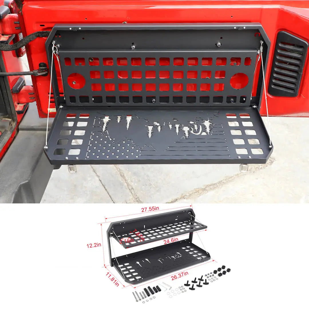 For 2007+ Jeep Wrangler JK JL Trunk Foldable Rear Door Tailgate Table Storage Cargo Shelf