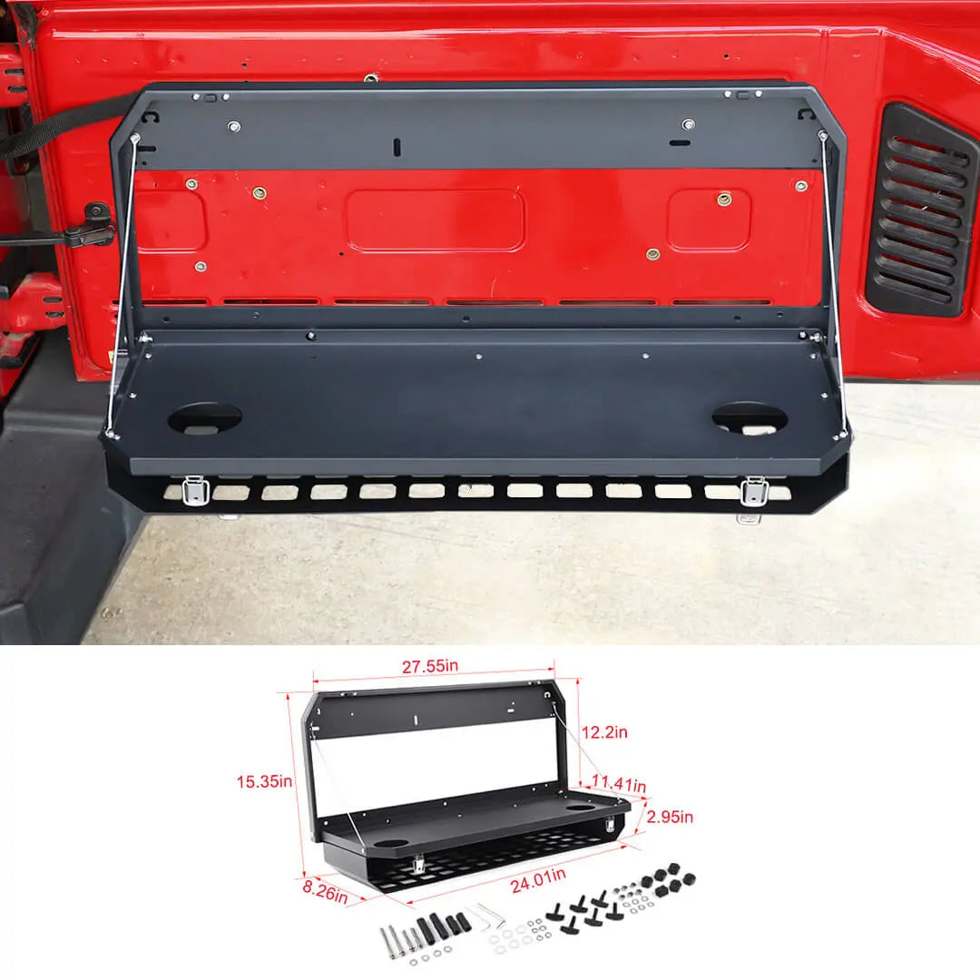 For 2007+ Jeep Wrangler JK JL Trunk Foldable Rear Door Tailgate Table Storage Cargo Shelf