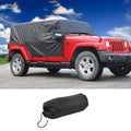 For 2007+ Jeep Wrangler JKU JLU 4Door Black Outdoor Waterproof Cab Car Cover