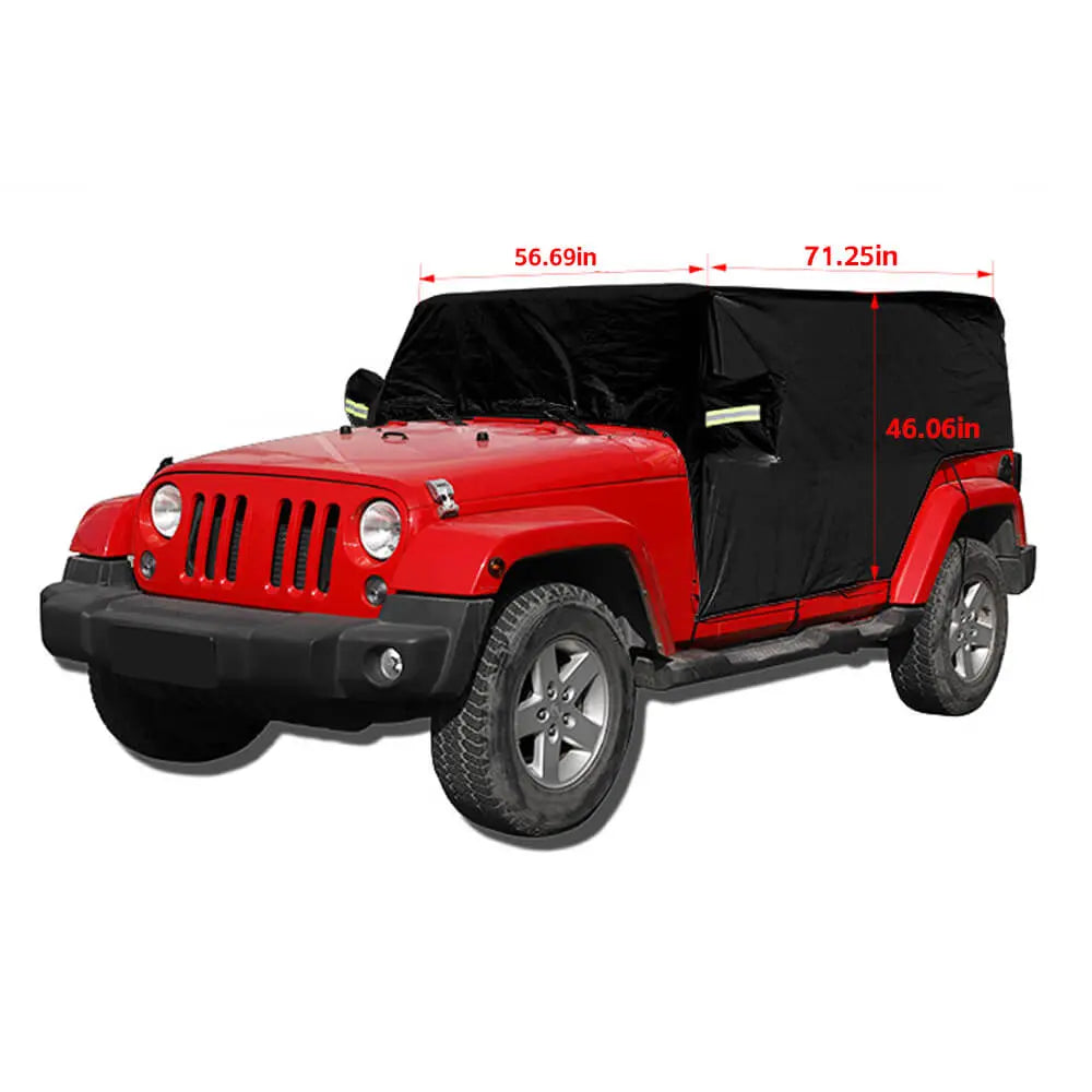 For 2007+ Jeep Wrangler JKU JLU 4Door Black Outdoor Waterproof Cab Car Cover