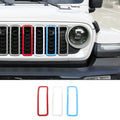 For 2007+ Jeep Wrangler JL & Gladiator JT & JK Front Grille Inserts Trim Red White Light Blue 3 Pieces