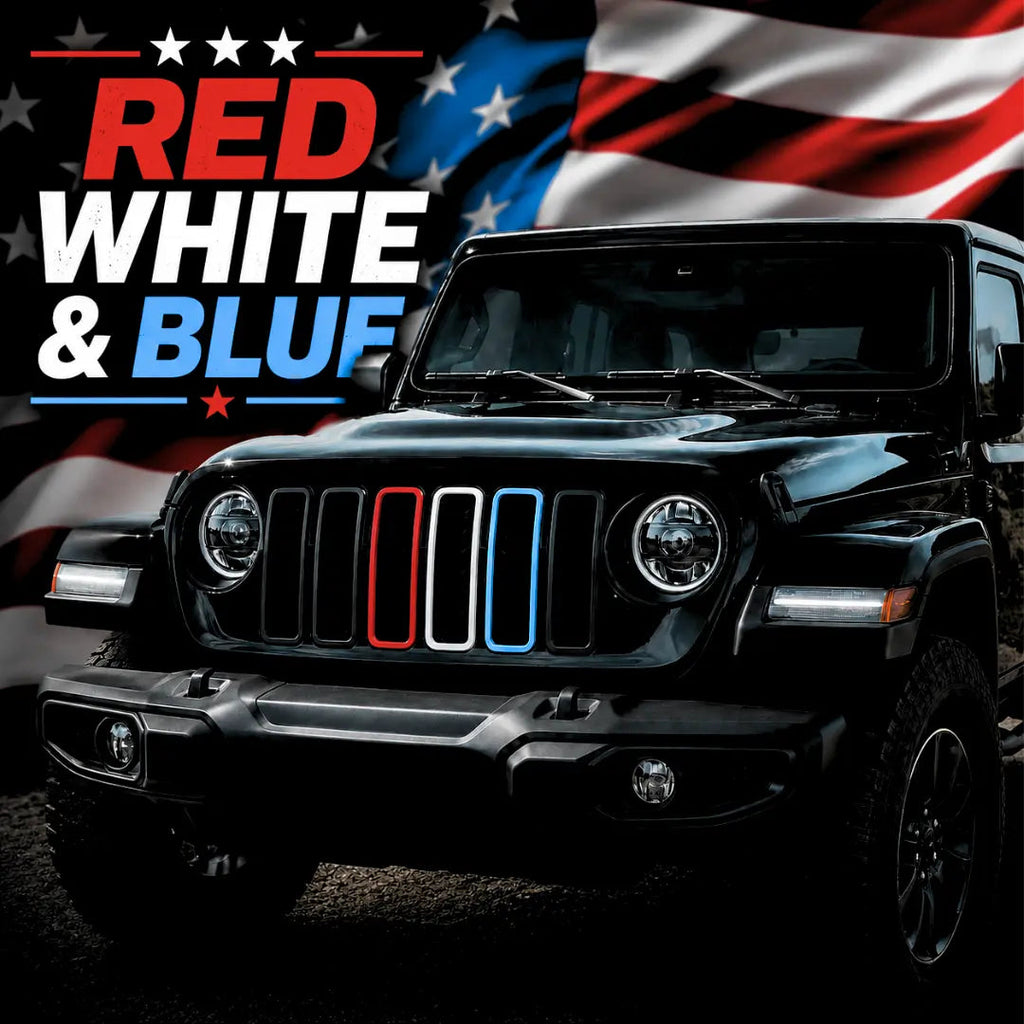 For 2007+ Jeep Wrangler JL & Gladiator JT & JK Front Grille Inserts Trim Red White Light Blue 3 Pieces