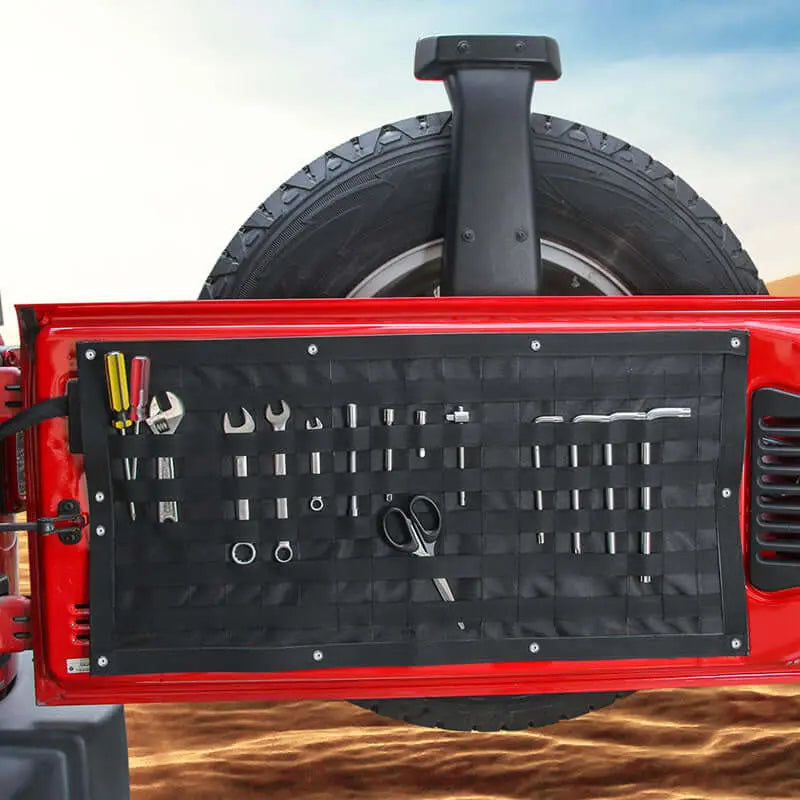 For 2007+ Jeep Wrangler TJ JK JKU JL JLU Black Car Trunk Saddlebag Tool Organizer Tail Door Storage Bag