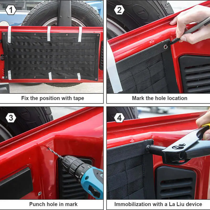 For 2007+ Jeep Wrangler TJ JK JKU JL JLU Black Car Trunk Saddlebag Tool Organizer Tail Door Storage Bag