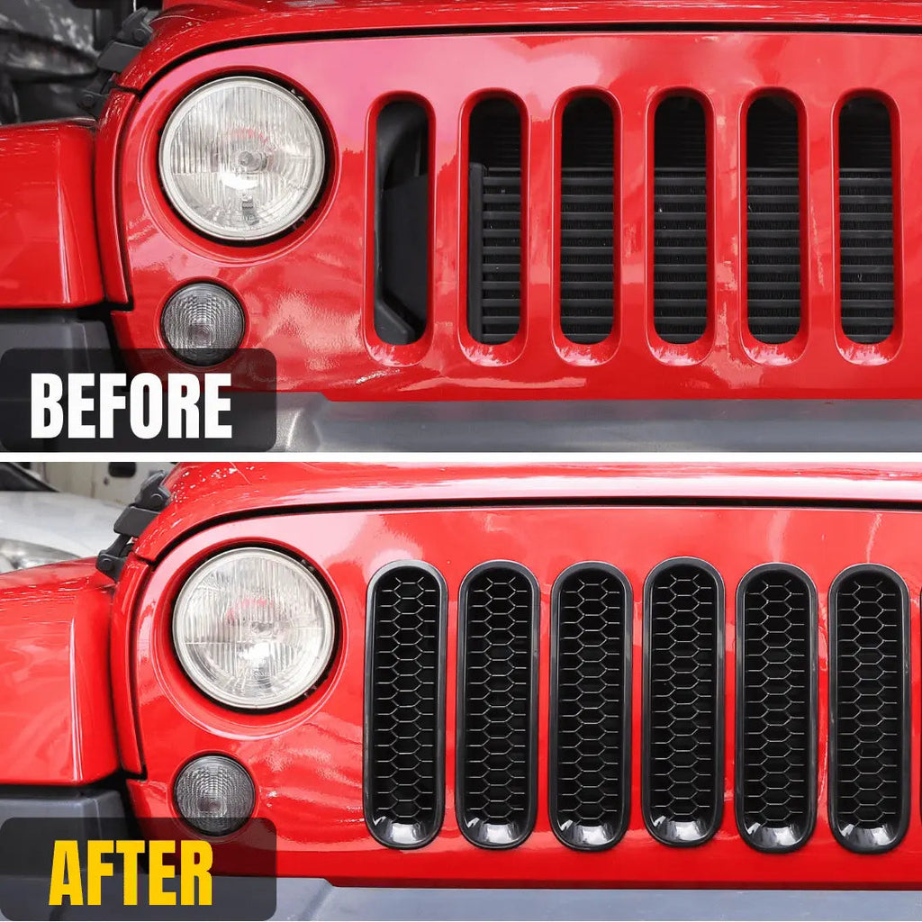For 2007–2018 Jeep Wrangler JK Honeycomb Mesh Grille Insert Trim Cover
