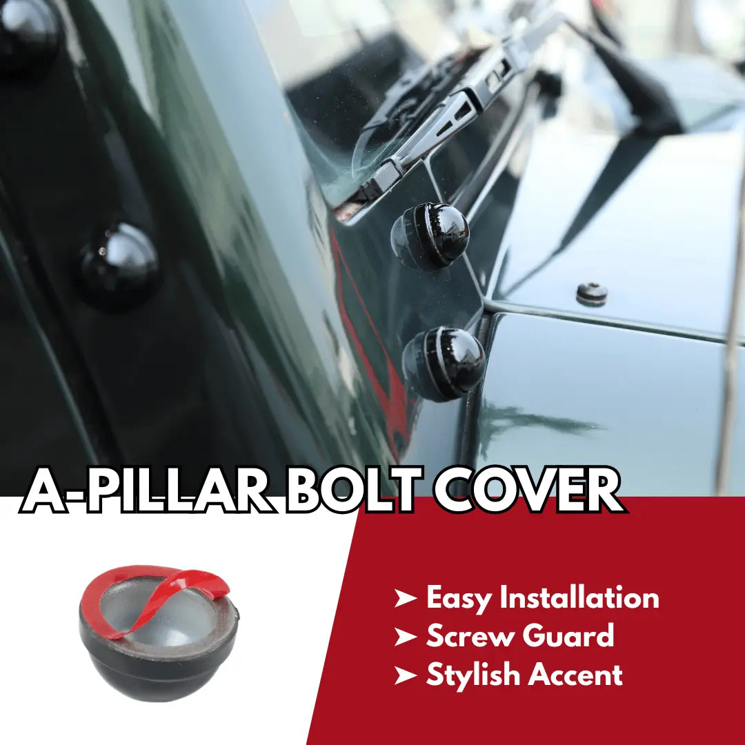 For 2007-2018 Jeep Wrangler JK JKU – A Pillar Screw Bolt Cover Hood Trim Protection 12PCS
