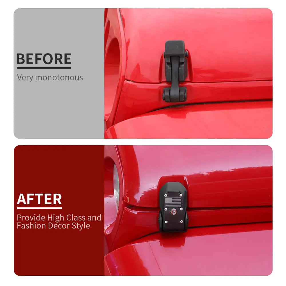 For 2007–2018 Jeep Wrangler JK JKU – Anti-Theft Hood Locking Buckle Catch Latch with Keys