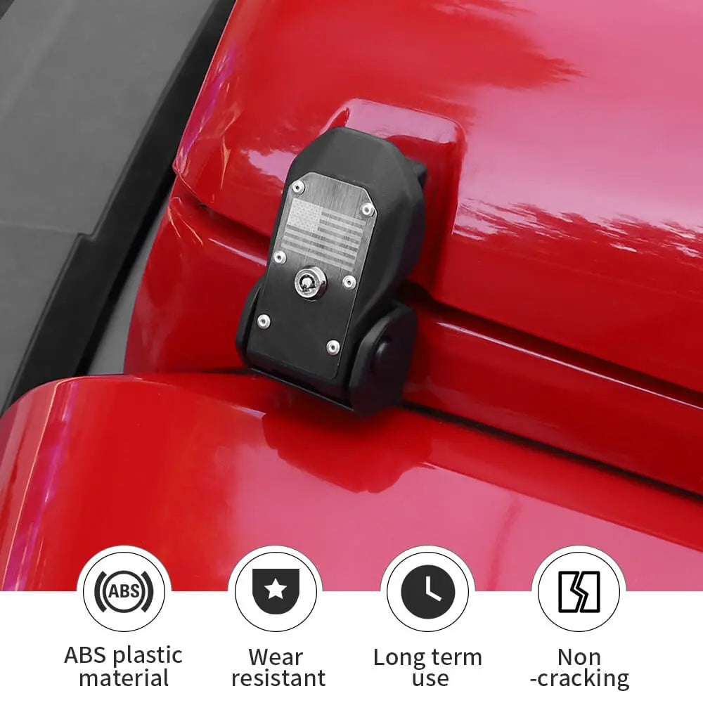 For 2007–2018 Jeep Wrangler JK JKU – Anti-Theft Hood Locking Buckle Catch Latch with Keys