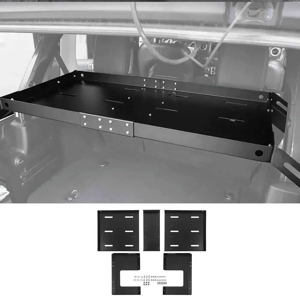 For 2007+Jeep Wrangler JKU JLU 4Door Rear Cargo Rack Luggage Storage Carrier Solid Metal Trunk Shelf