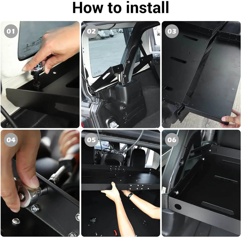 For 2007+Jeep Wrangler JKU JLU 4Door Rear Cargo Rack Luggage Storage Carrier Solid Metal Trunk Shelf