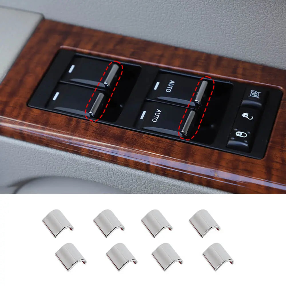For 2008-2016 Jeep Compass/2011-2016 Patriot 8 x Window Lift Switch Button Trim Cover Sticker Chrome