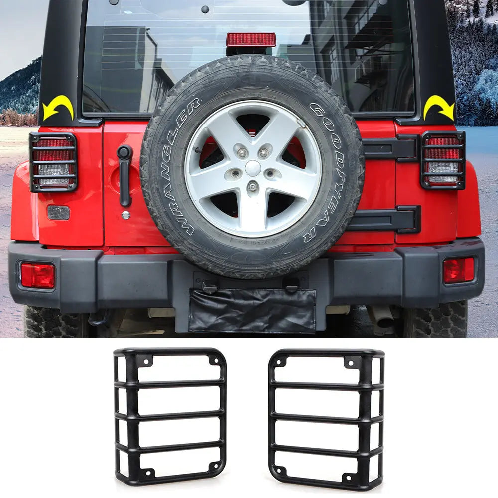 For 2008-2018 Jeep Wrangler JK JKU Tail Light Guard Rear Light Protector
