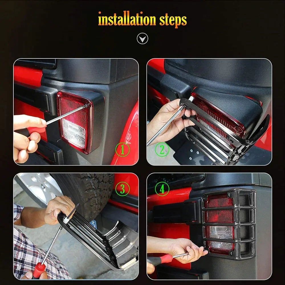 For 2008-2018 Jeep Wrangler JK JKU Tail Light Guard Rear Light Protector