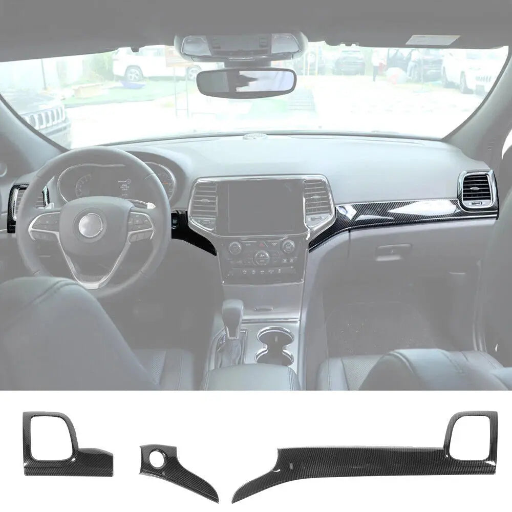 For 2011-2013 Jeep Grand Cherokee WK2 Interior Center Console Dashboard Panel Cover Trim (3 pcs)
