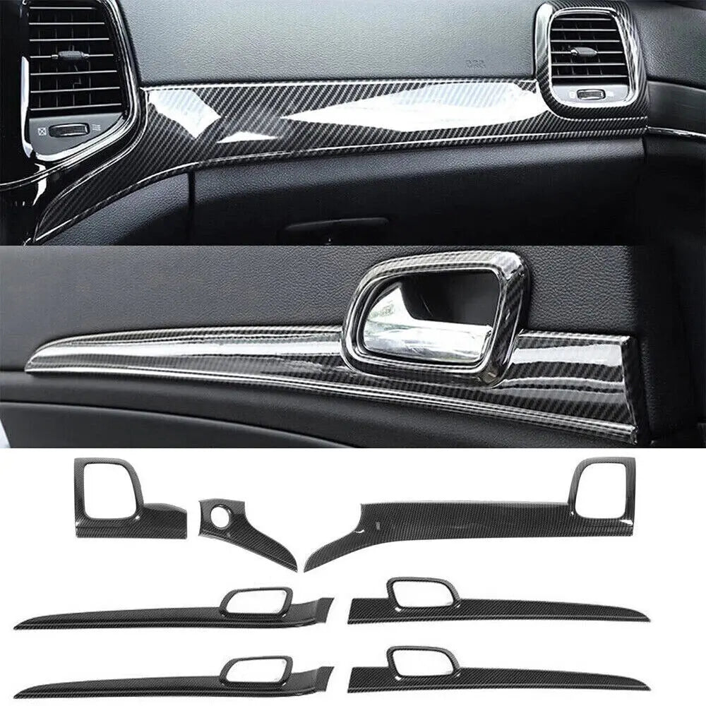 For 2011-2013 Jeep Grand Cherokee WK2 Interior Dash Panel & Door Handle Trim Cover Kit (7 pcs)