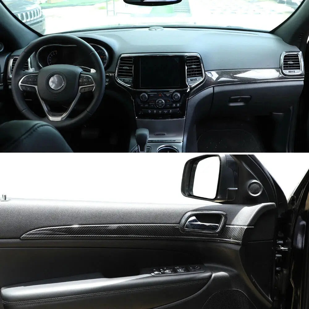 For 2011-2013 Jeep Grand Cherokee WK2 Interior Dash Panel & Door Handle Trim Cover Kit (7 pcs)