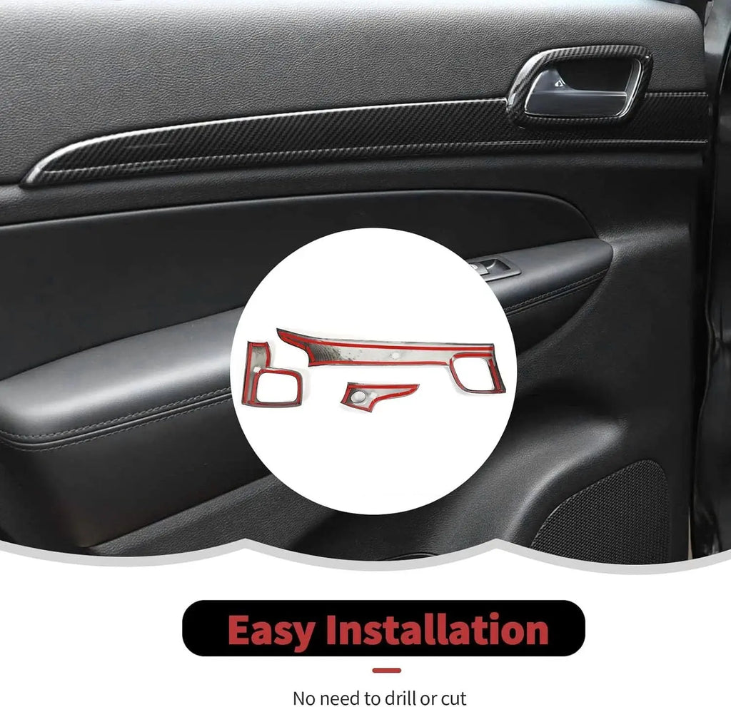 For 2011-2013 Jeep Grand Cherokee WK2 Interior Dash Panel & Door Handle Trim Cover Kit (7 pcs)