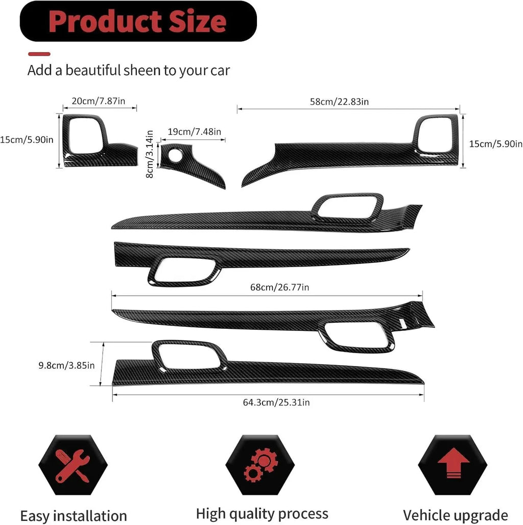 For 2011-2013 Jeep Grand Cherokee WK2 Interior Dash Panel & Door Handle Trim Cover Kit (7 pcs)