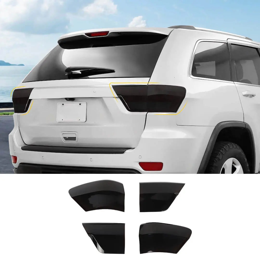 For 2011-2013 Jeep Grand Cherokee WK2 Smoke Black Rear Taillight Lamp Light Trim Cover (4 pcs)