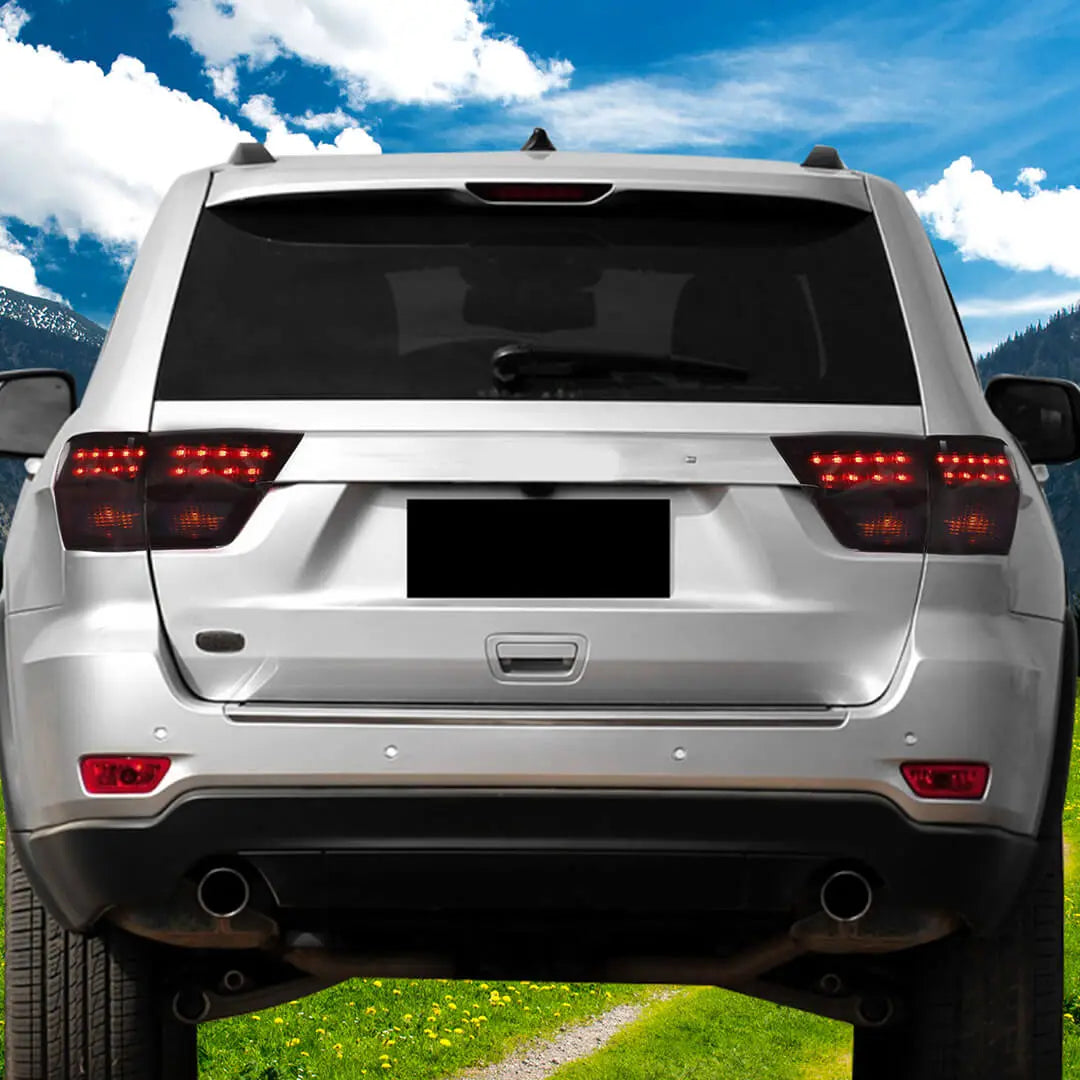 For 2011-2013 Jeep Grand Cherokee WK2 Smoke Black Rear Taillight Lamp Light Trim Cover (4 pcs)